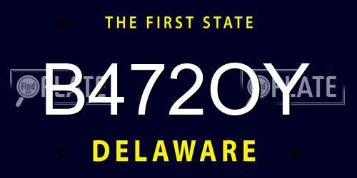 B472OY Delaware License Plate
