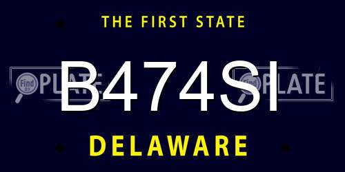 B474SI Delaware License Plate