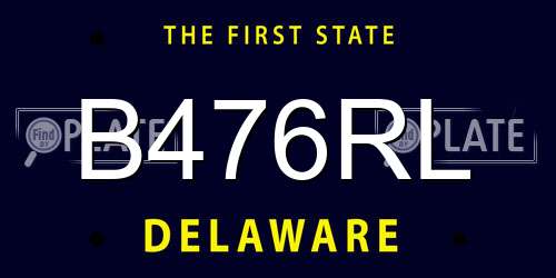 B476RL Delaware License Plate