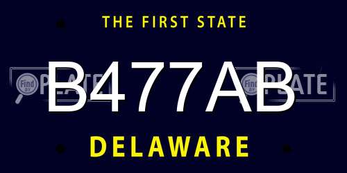 B477AB Delaware License Plate