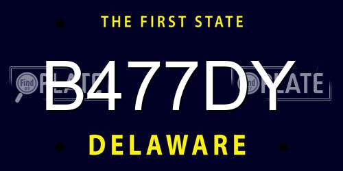 B477DY Delaware License Plate