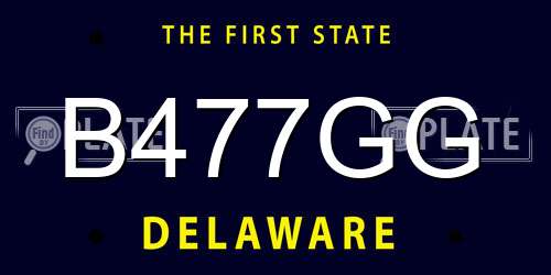 B477GG Delaware License Plate