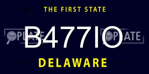 B477IO Delaware License Plate
