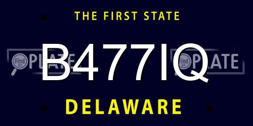 B477IQ Delaware License Plate