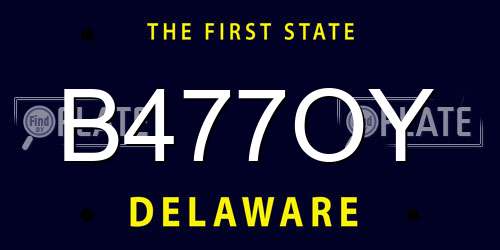 B477OY Delaware License Plate