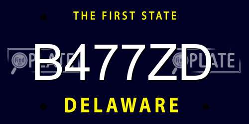 B477ZD Delaware License Plate
