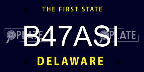 B47ASI Delaware License Plate