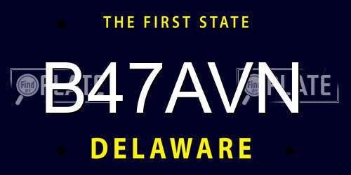 B47AVN Delaware License Plate