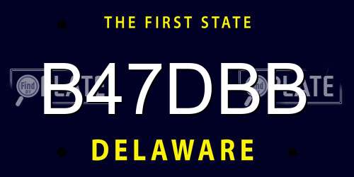 B47DBB Delaware License Plate