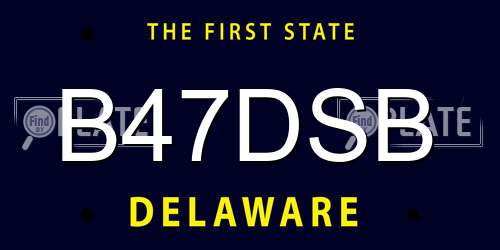 B47DSB Delaware License Plate