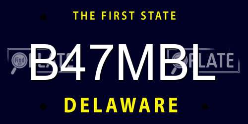 B47MBL Delaware License Plate