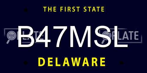 B47MSL Delaware License Plate