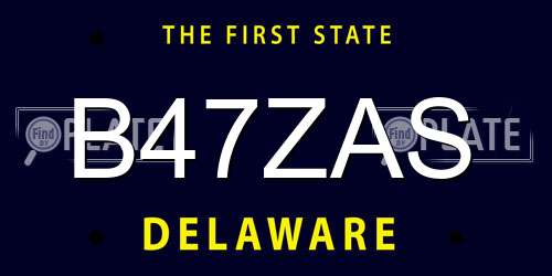 B47ZAS Delaware License Plate