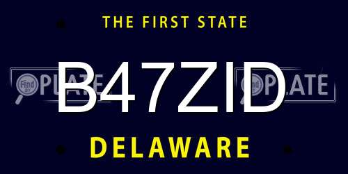 B47ZID Delaware License Plate