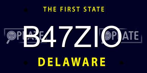 B47ZIO Delaware License Plate