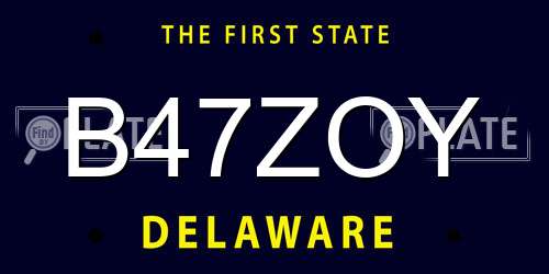 B47ZOY Delaware License Plate