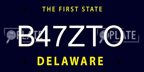 B47ZTO Delaware License Plate