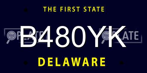 B480YK Delaware License Plate
