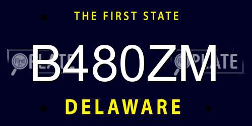 B480ZM Delaware License Plate