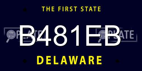 B481EB Delaware License Plate