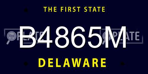 B4865M Delaware License Plate