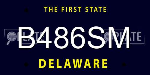 B486SM Delaware License Plate