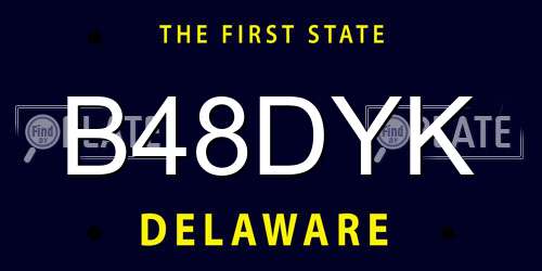 B48DYK Delaware License Plate