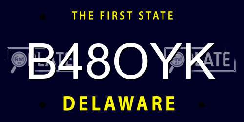 B48OYK Delaware License Plate