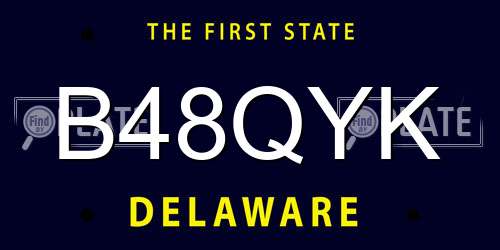 B48QYK Delaware License Plate