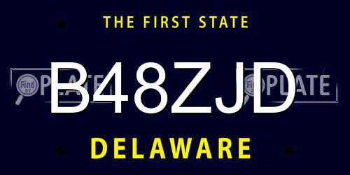 B48ZJD Delaware License Plate