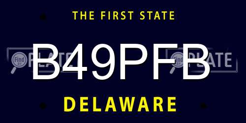 B49PFB Delaware License Plate