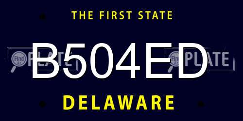 B504ED Delaware License Plate