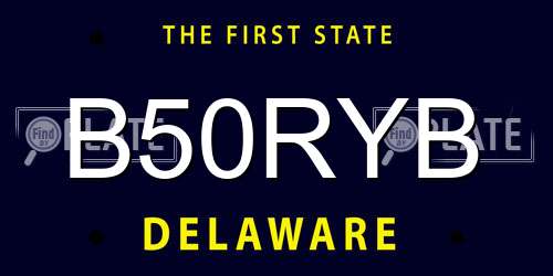 B50RYB Delaware License Plate