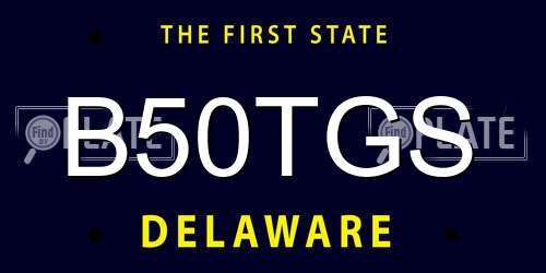 B50TGS Delaware License Plate