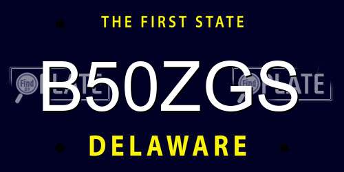 B50ZGS Delaware License Plate