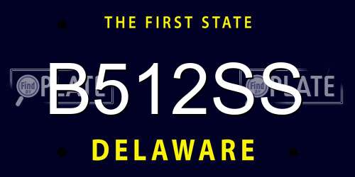 B512SS Delaware License Plate