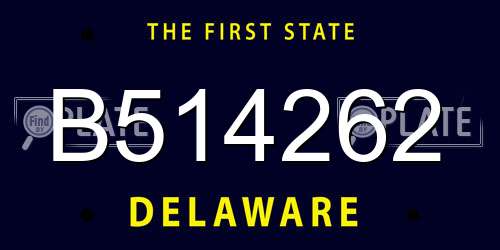 B514262 Delaware License Plate