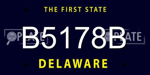 B5178B Delaware License Plate