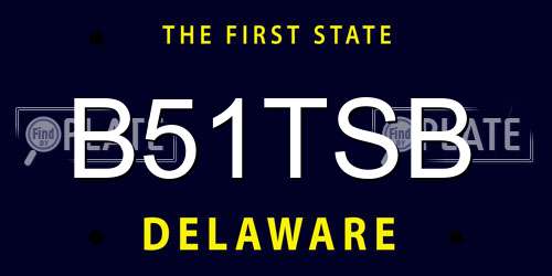 B51TSB Delaware License Plate