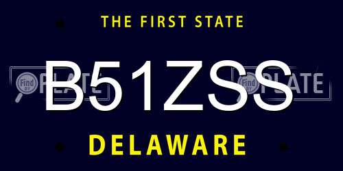 B51ZSS Delaware License Plate