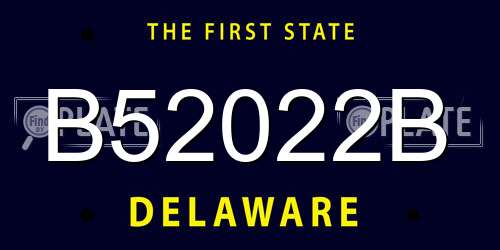B52022B Delaware License Plate