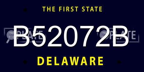 B52072B Delaware License Plate