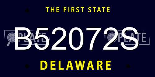 B52072S Delaware License Plate