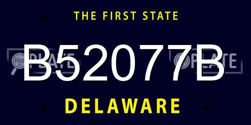 B52077B Delaware License Plate