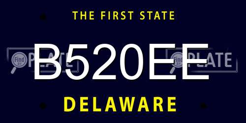 B520EE Delaware License Plate