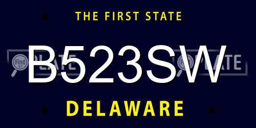 B523SW Delaware License Plate