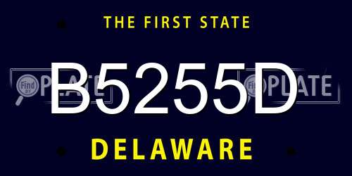 B5255D Delaware License Plate