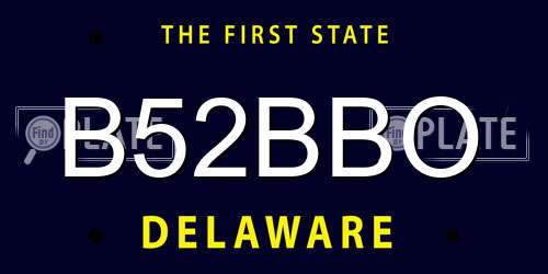 B52BBO Delaware License Plate