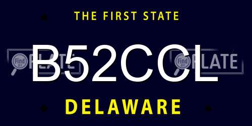 B52CCL Delaware License Plate