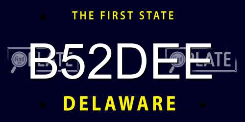 B52DEE Delaware License Plate